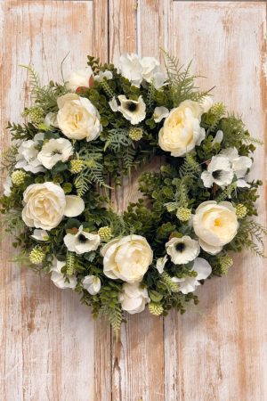 Purity Wreath | Artifical Wreaths Hand Made for UK Delivery by Fine Flowers